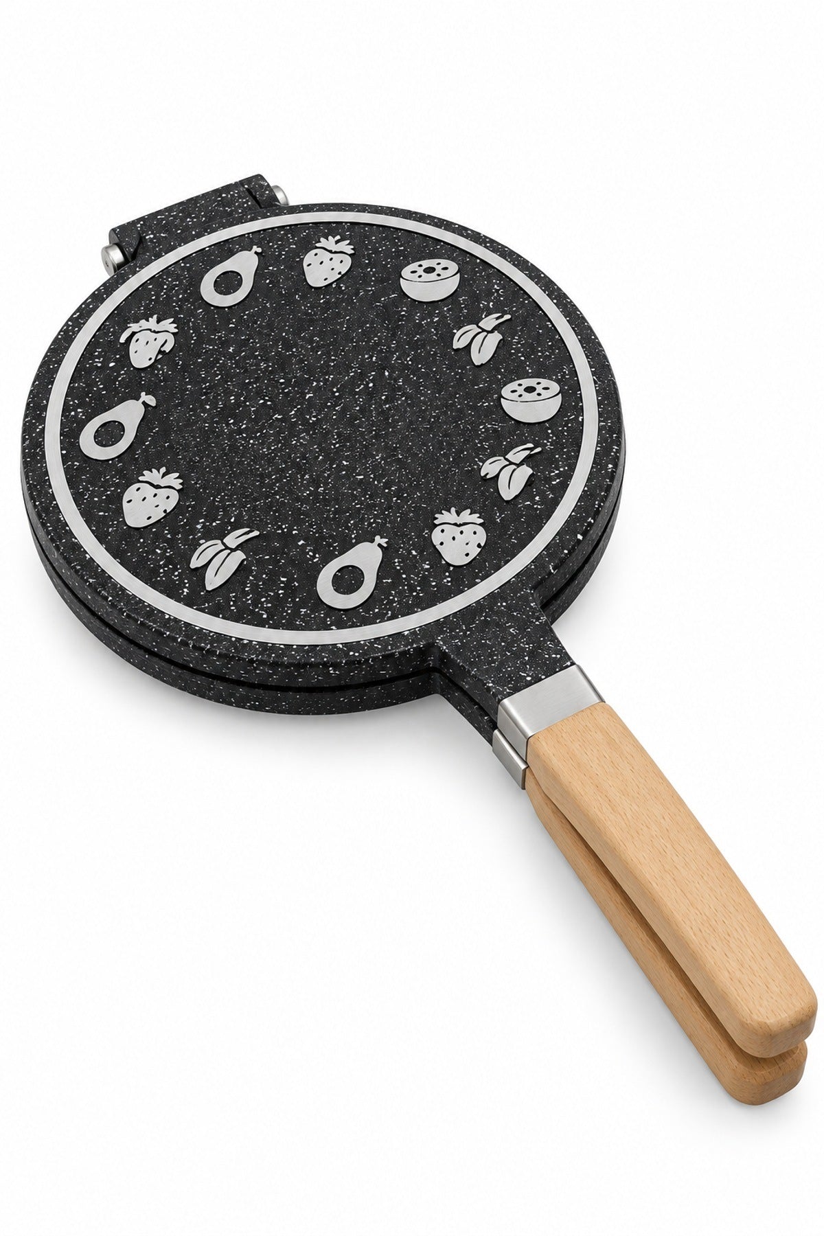 Granit Waffle Tavası 20 cm Ocak Üstü Döküm Ahşap Saplı Yapışmaz Waffle