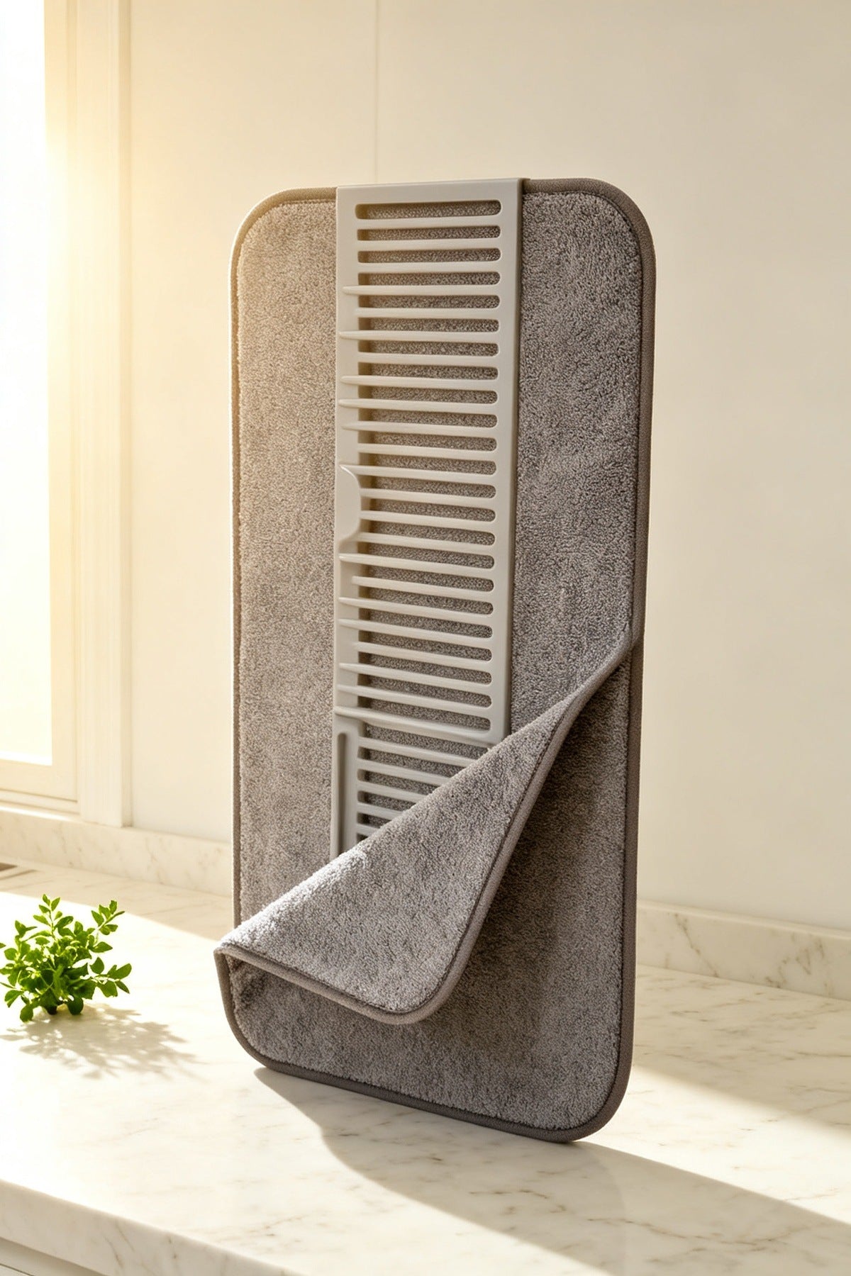 Büyük Boy 60x36 cm Katlanır Bulaşıklık Matı Raflı Mikrofiber Tezgah Ku