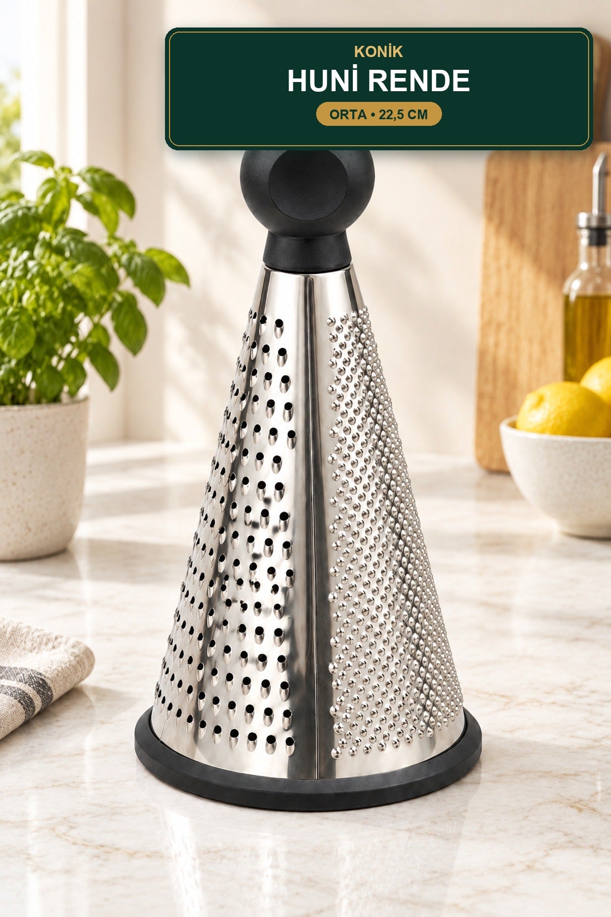 Konik Huni Rende Metal Gövde Topuz Saplı Orta 22,5 cm