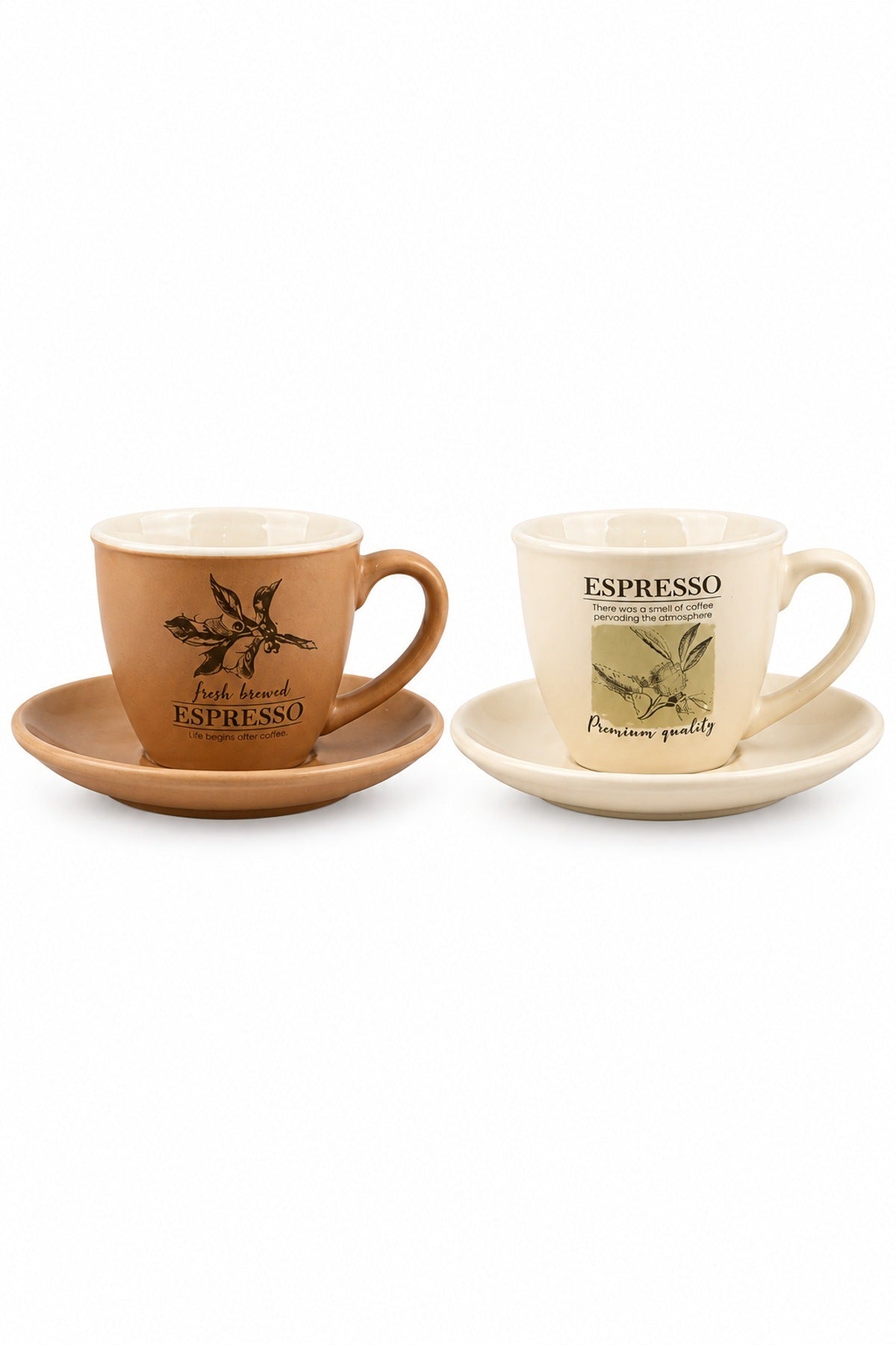 ViraCasa Art 2'li Kahve Fincan Takımı 90 cc Botanik Desenli Espresso Fincanı Des