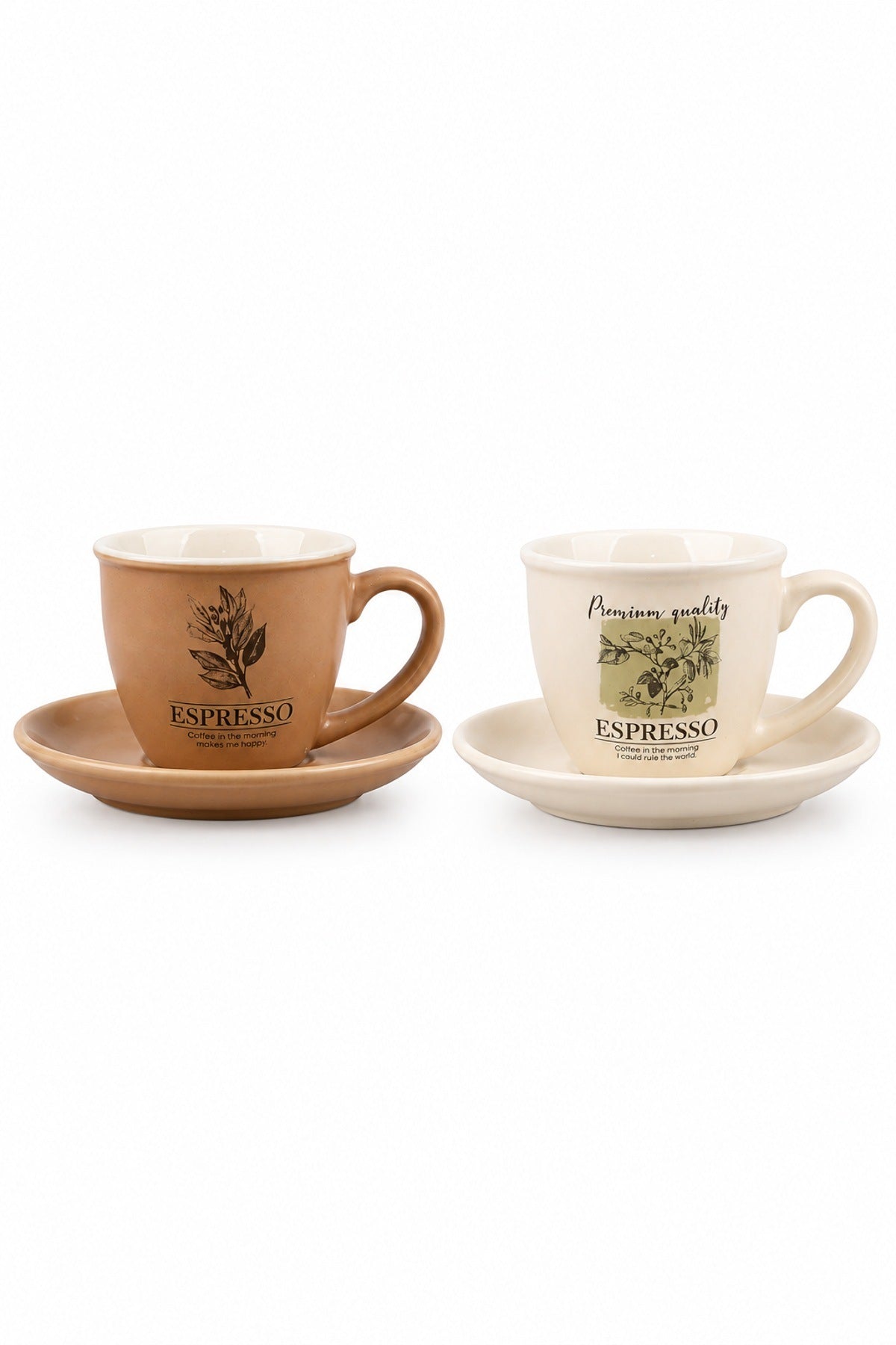 ViraCasa Art 2'li Kahve Fincan Takımı 90 cc Botanik Desenli Espresso Fincanı Des