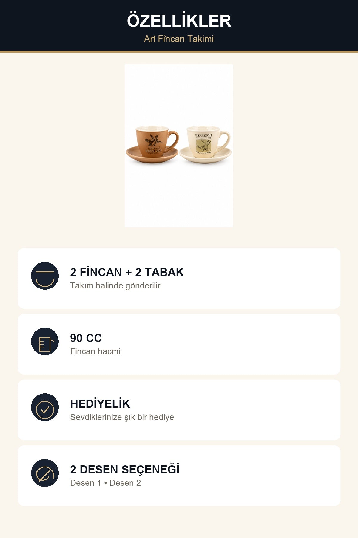 ViraCasa Art 2'li Kahve Fincan Takımı 90 cc Botanik Desenli Espresso Fincanı Des