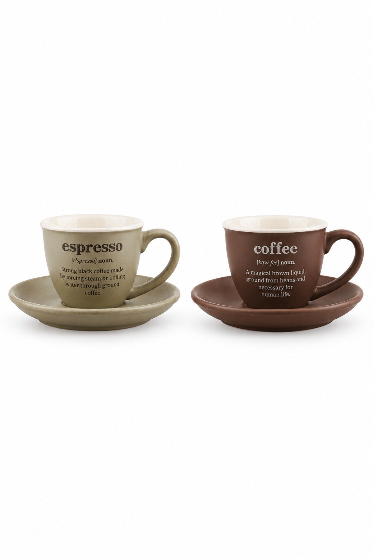 ViraCasa Earth 2'li Kahve Fincan Takımı 90 cc Espresso Fincanı Yazılı Yeşil + Ka