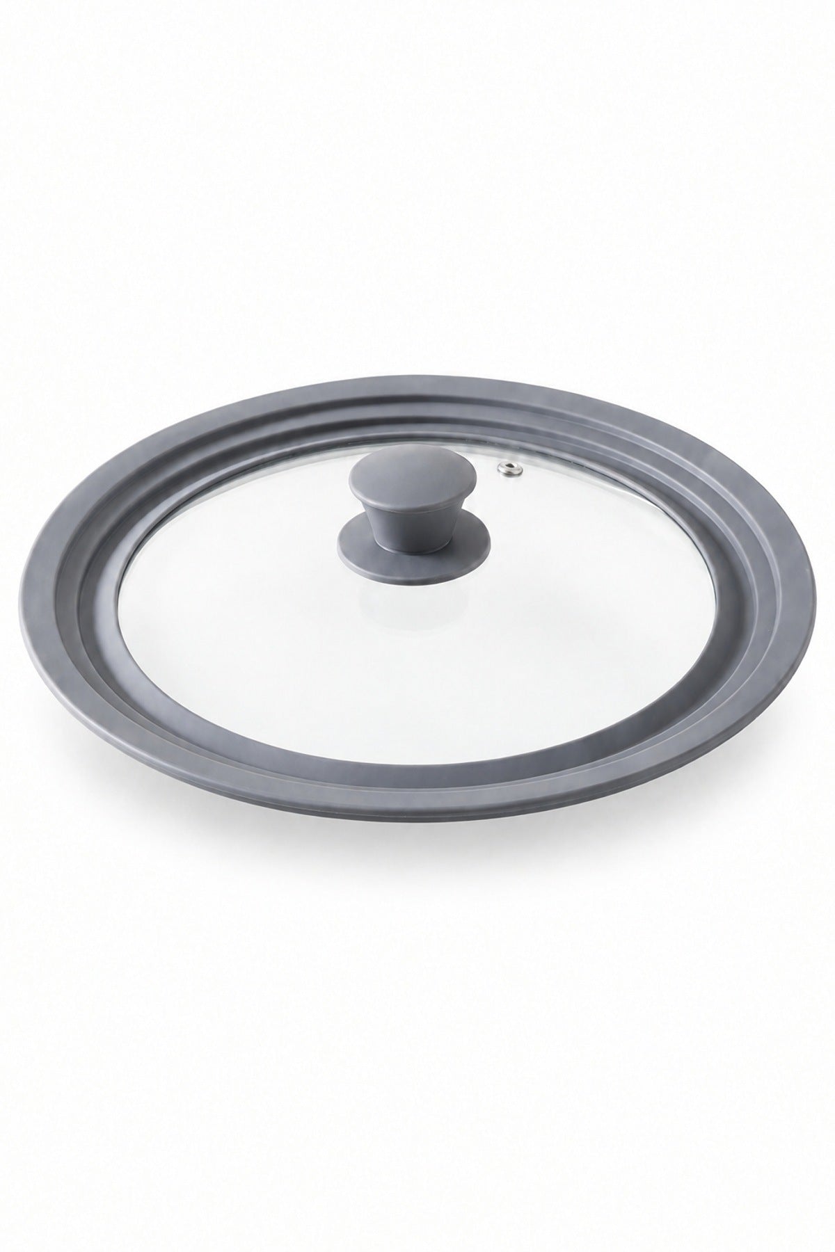 Silikon Rimli Universal Tencere Kapağı 24-26-28 cm Cam Kapak Tek Kapak Gri
