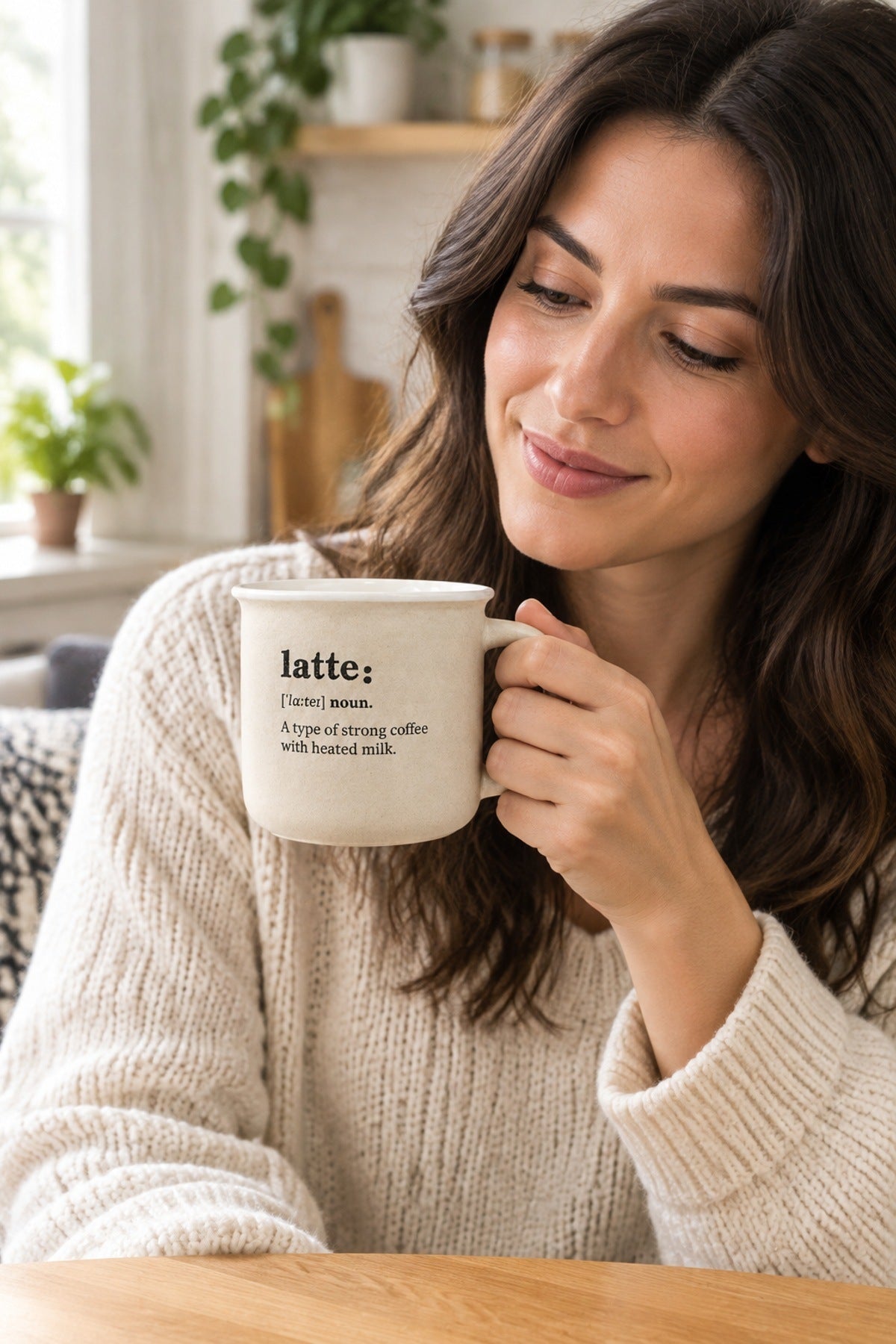Lory Mottolu Kupa 380 cc Kahve Kupası Yazılı Hediyelik Kupa Latte (Kre Mocha (Bej)