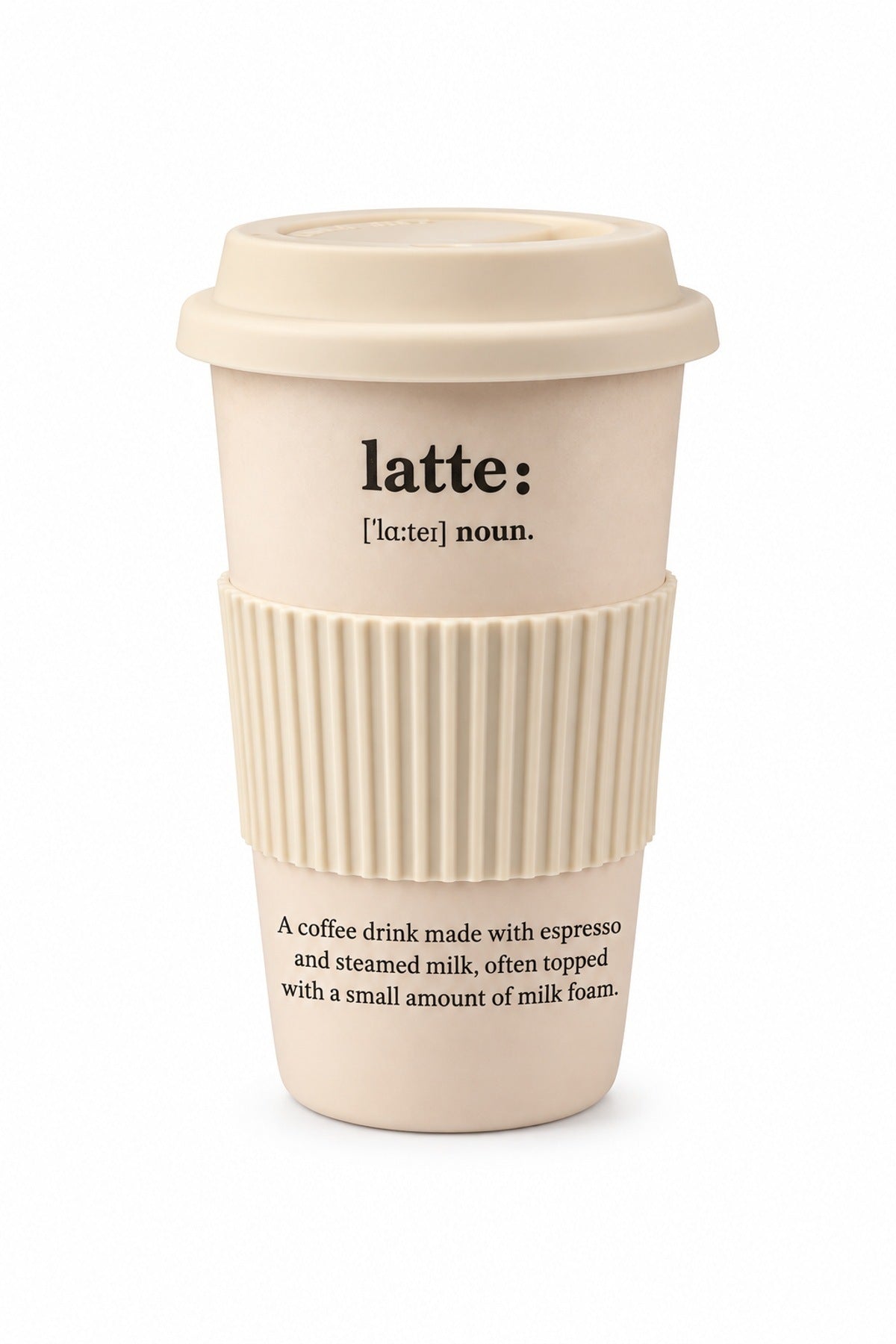 Lungo Porselen Travel Mug 370 cc Silikon Kapaklı Kahve Termos Bardak Y Latte (Krem)