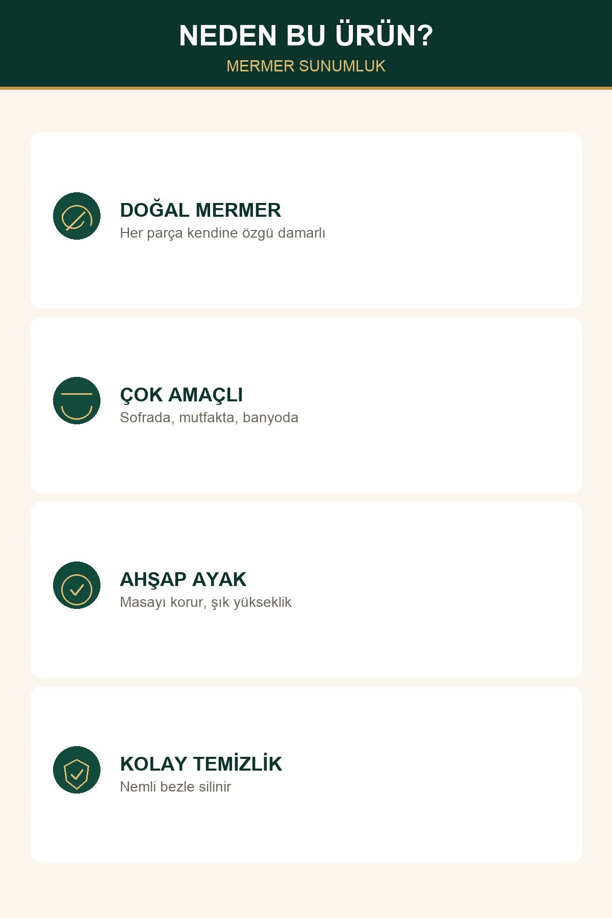 Doğal Mermer Sunumluk Top Ahşap Ayaklı Yuvarlak 20 cm