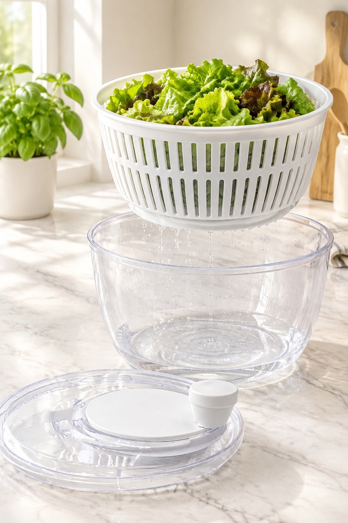 Salata Kurutucu 4,5 Litre Manuel Çevirmeli Sebze Yeşillik Kurutma ve S