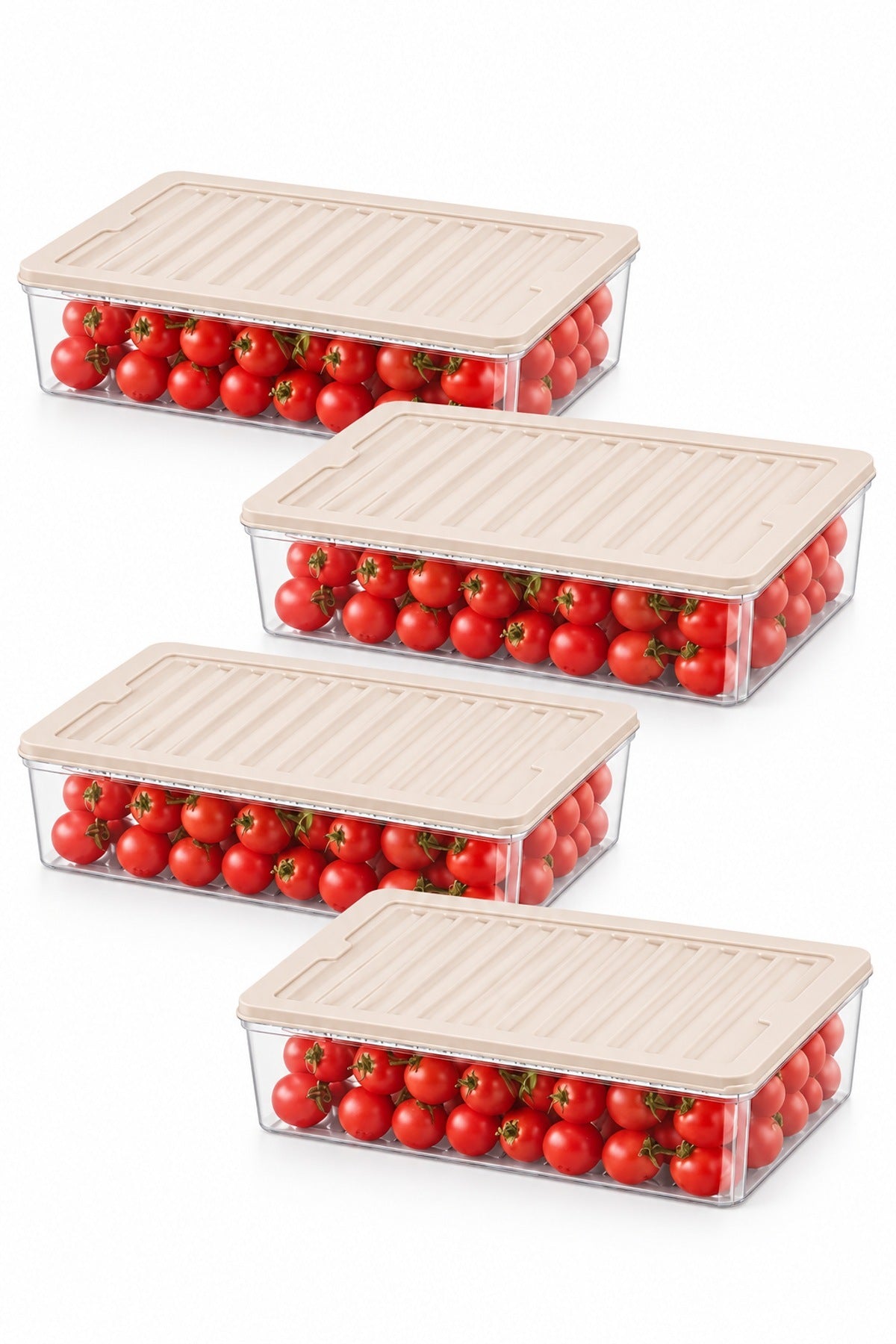 4'lü Derin Fresh Box Saklama Kabı 5300 ml Dikdörtgen Kapaklı Buzdolabı