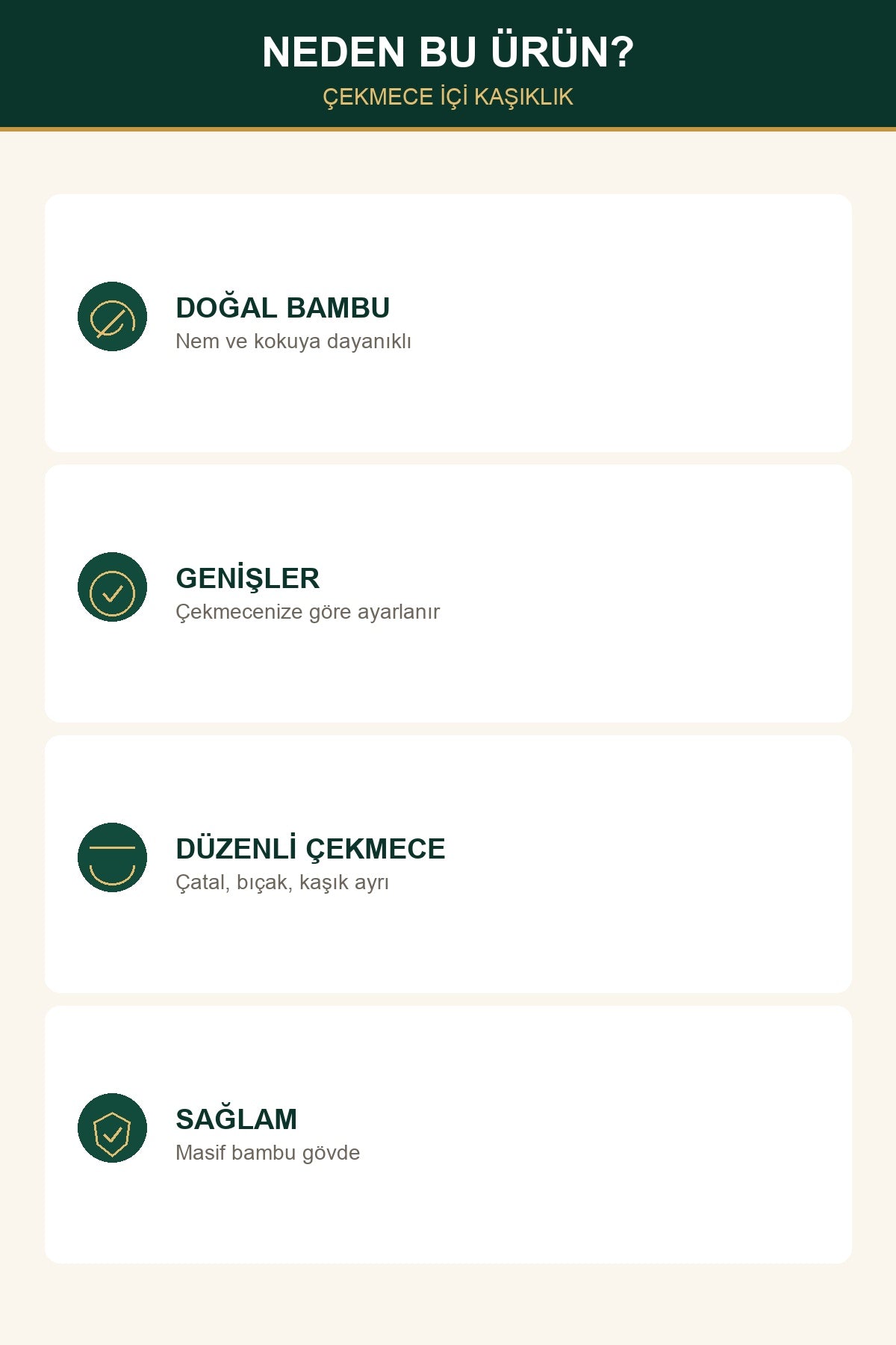 Bambu Çekmece İçi Kaşıklık Genişleyebilir Çok Bölmeli Çatal Bıçak Düze