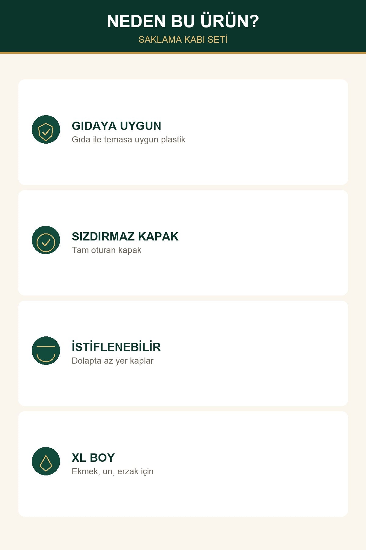 3'lü XL Saklama Kabı Seti Kapaklı Büyük Boy Hasır Desenli Krem Ekmek E